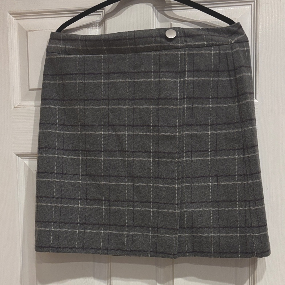 LOFT Gray Checkered Pencil Skirt